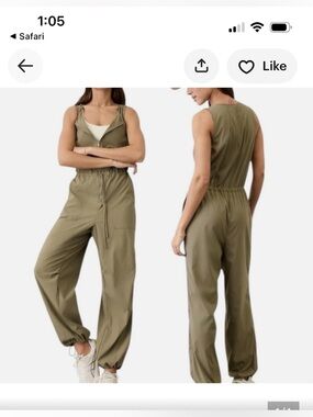 Athleta Olive Utility Track Jumpsuit